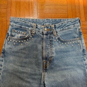 H&M Studded Straight Leg Jeans